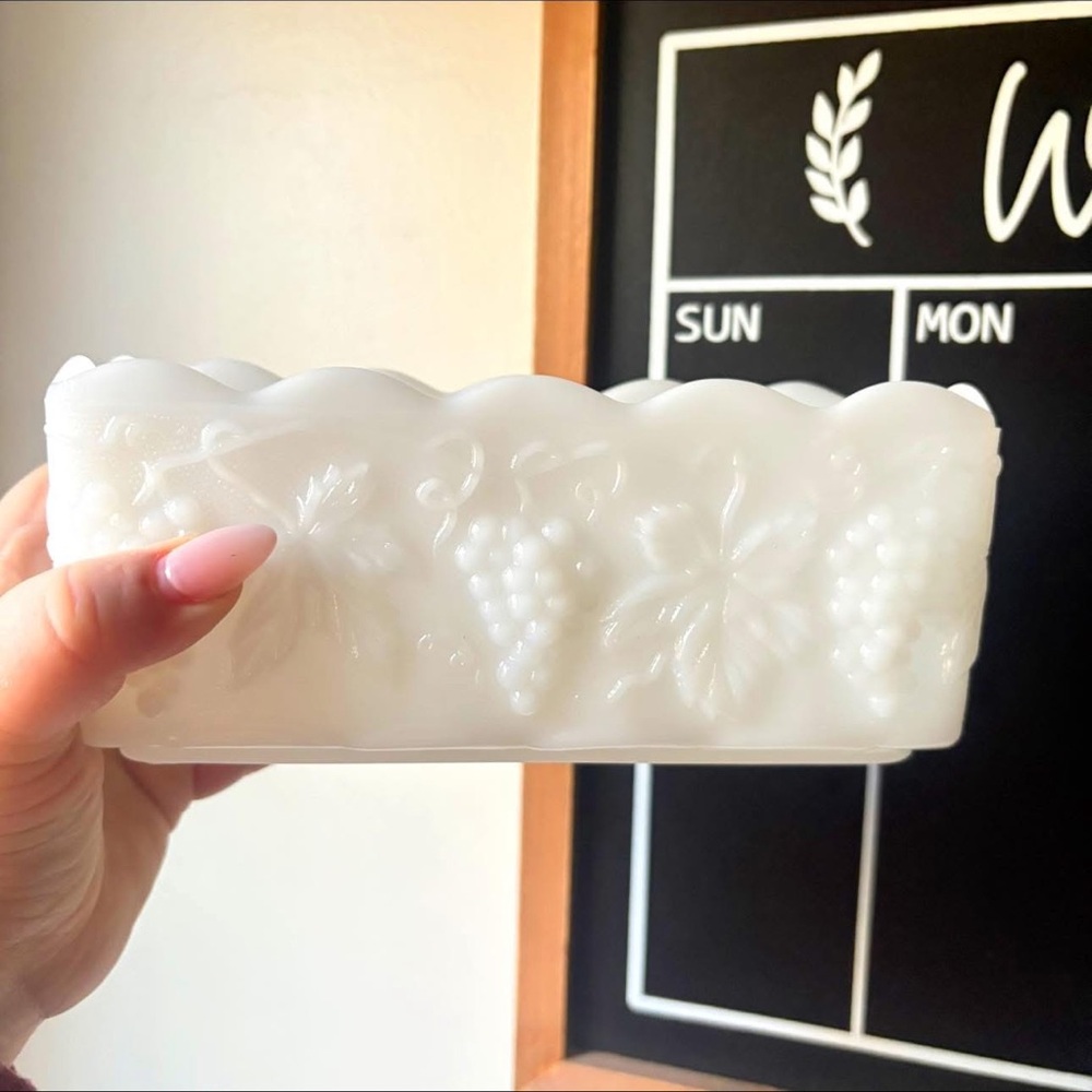 White Embossed Glass Dish